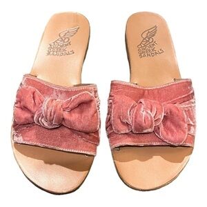 Ancient Greek Sandals Taygete Bow Velvet Dusty Pink Size 39 US 9